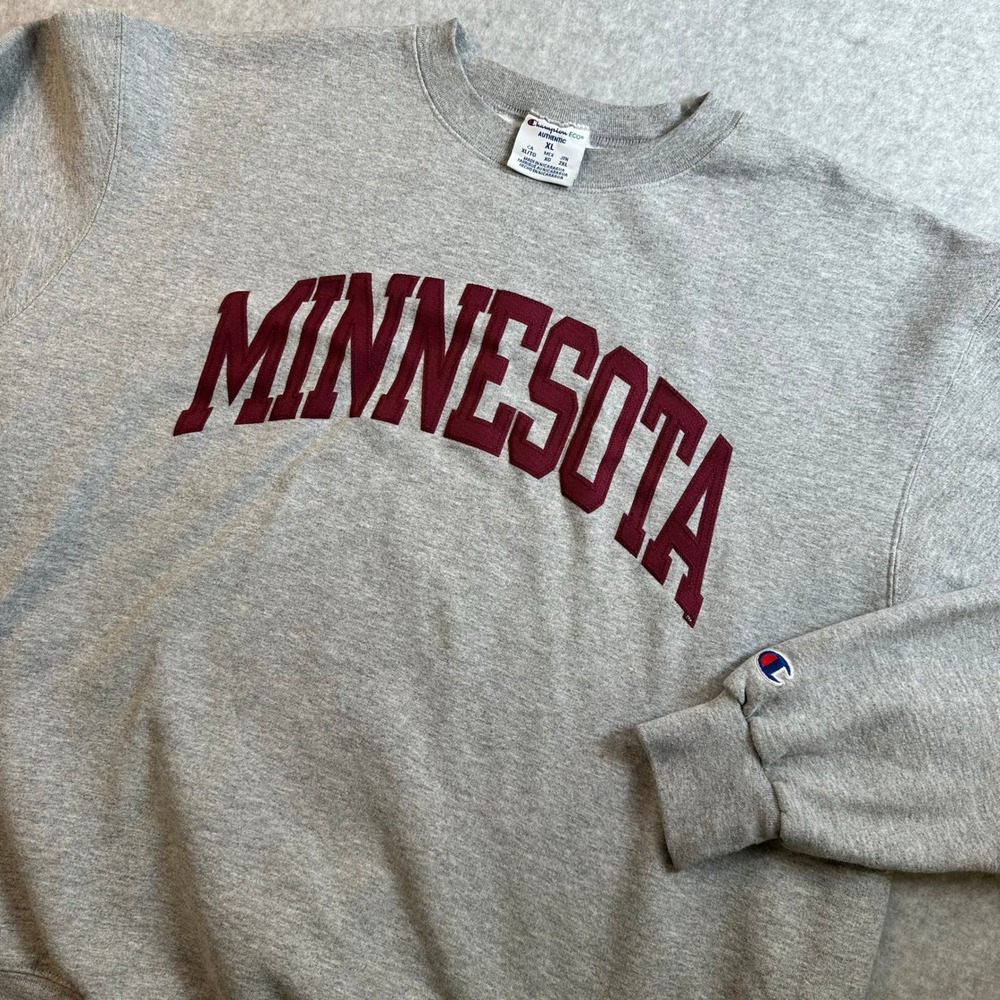 Champion Eco Authentic Minnesota Sweatshirt XL Gray Maroon Collegiate Pullover
